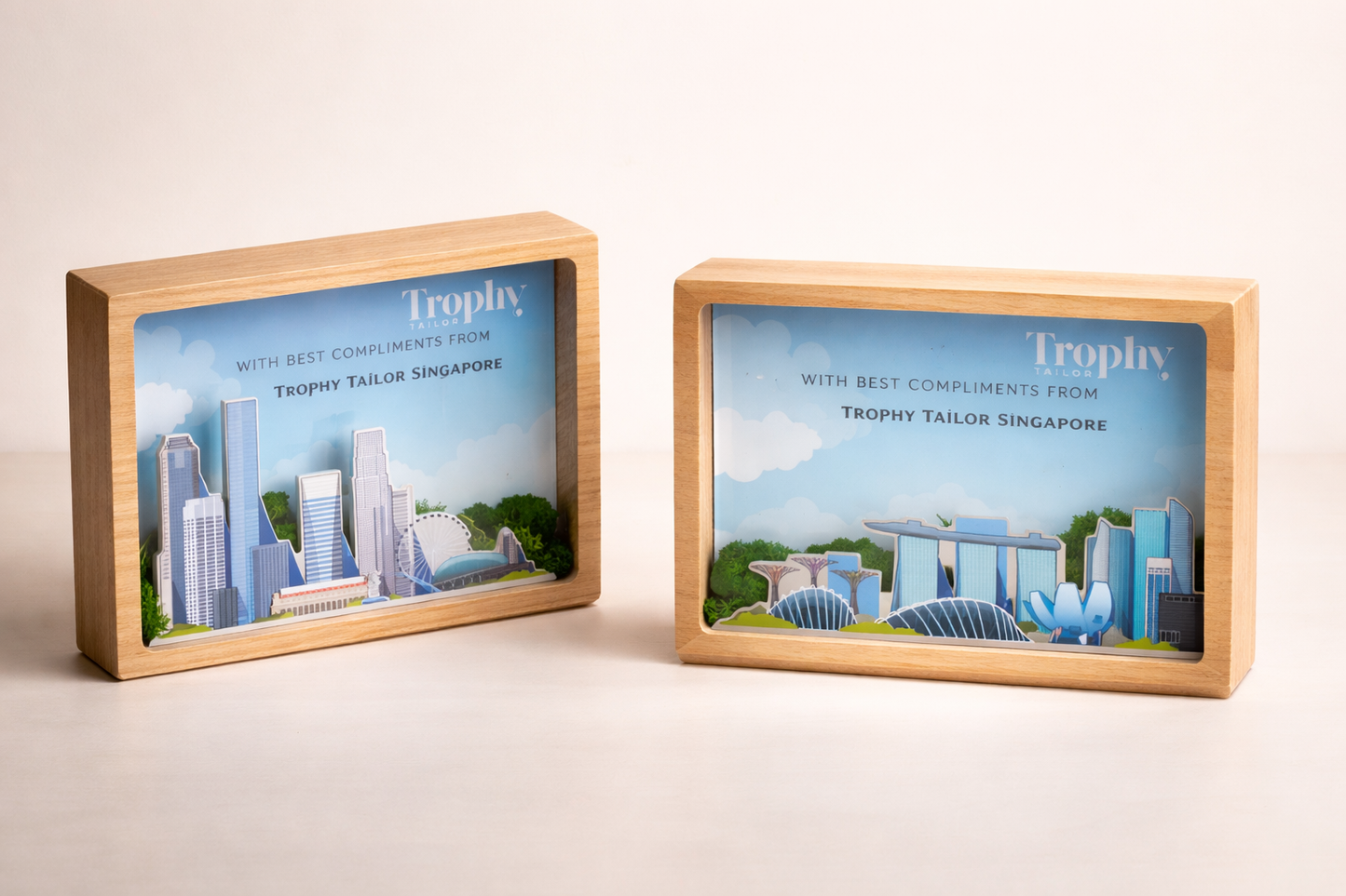Singapore Cityscape Wood Frame - 7440