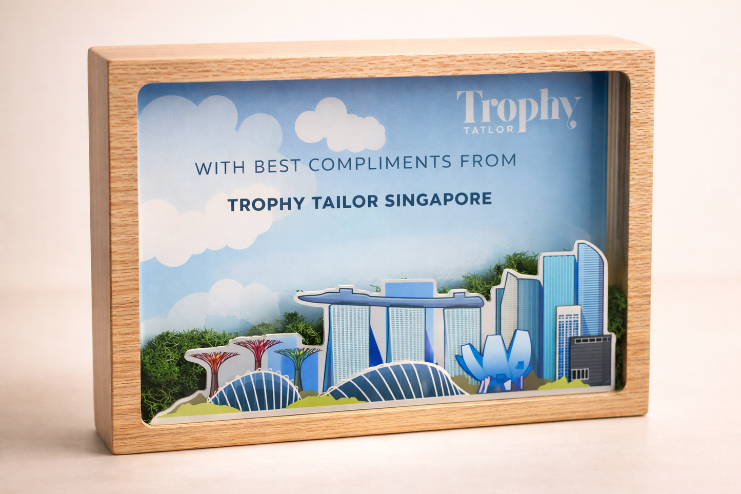 Singapore Cityscape Wood Frame - 7440