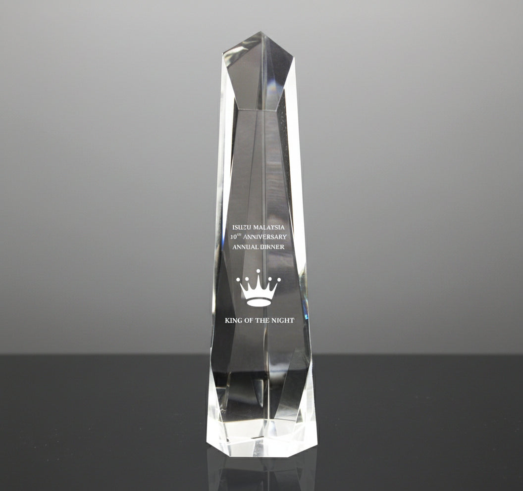 Trophy Tailor Singapore Crystal Awards 2D engraving