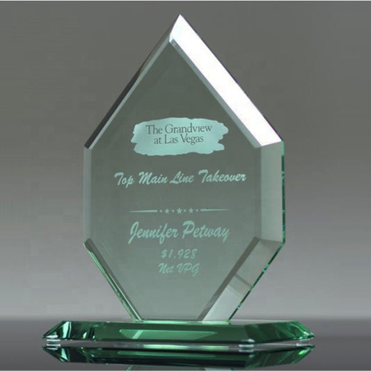 Trophy Tailor Singapore Eco Green Edge Glass plaque 2d engraving
