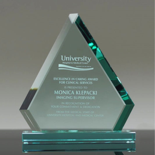 Trophy Tailor Singapore Green Edge Glass plaque 2d engraving